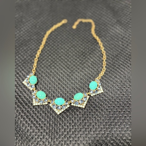 Stella & Dot Statement Necklace - Turquoise & Blue Crystal Bib - Picture 6 of 10